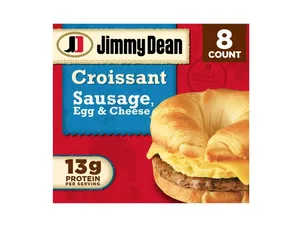 Jimmy Dean Sausage Egg & Cheese Croissant Sandwich, 36 oz, 8 Count (Frozen)