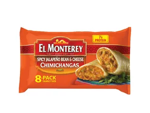 El Monterey Spicy Jalapeno Bean & Cheese Chimichangas, 32 oz, 8 Count (Frozen)