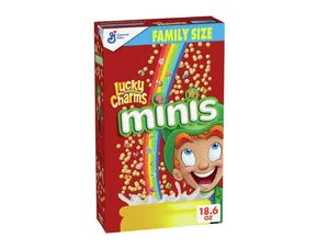 Lucky Charms Minis Cereal with Marshmallows, Kids Breakfast Cereal, Family Size, 18.6 oz