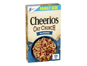 Cheerios Oat Crunch Almond Oat Breakfast Cereal, Family Size, 24 oz