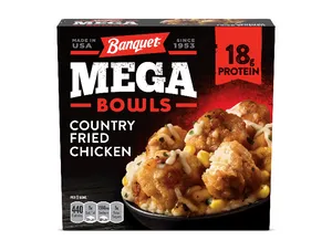 Banquet Mega Bowls Country Fried Chicken TV Dinner Meal, 14 oz (Frozen)