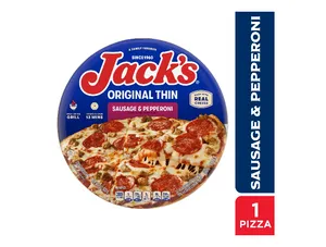 Jack's Sausage & Pepperoni, Original Thin Crust Pizza, 15 oz (Frozen)