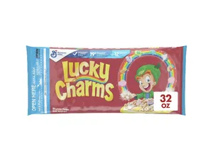 Lucky Charms Gluten Free Cereal with Marshmallows, 32 OZ Resealable Cereal Bag