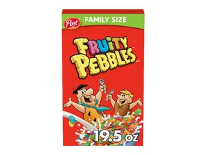 Post Fruity PEBBLES Cereal, Fruity Kids Cereal, Gluten Free, 19.5 oz Family Size Box