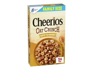 Cheerios Oat Crunch Oats & Honey Oat Breakfast Cereal, Family Size, 24 oz