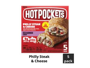 Hot Pockets Frozen Snacks Philly Steak and Cheese Seasoned Crust Sandwiches, 22.5 oz (Frozen)