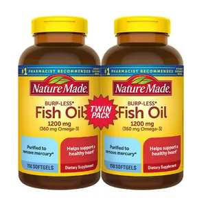 Nature Made Burp-Less Fish Oil 1,200 mg. Softgels for Heart Health (2 pk., 150 ct./pk.)
