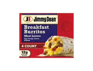 Jimmy Dean Meat Lovers Breakfast Burritos 17 oz, 4 Count (Frozen)