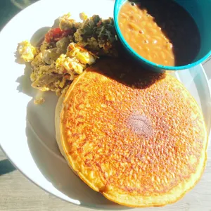 Pancakes & Baked Beans ( Kids Breakfast)