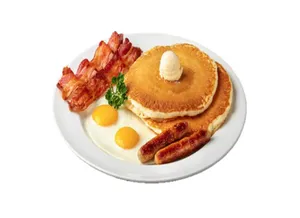 2 Pancakes, 2 Eggs, 2 Strips Bacon, & 2 Sausage Links (Breakfast Specials)