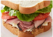 Regular Ham, Lettuce, and Tomato Sandwich (Sandwich Only)