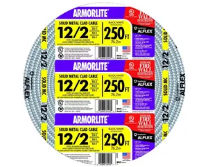 250 ft. 12-Gauge/2-Gauge Solid CU MC (Metal Clad) Armorlite Cable