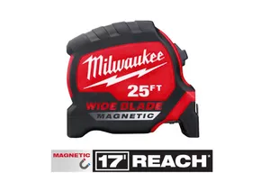 Tape Measure 25 ft. x 1-5/16 in. Wide Blade Magnetic with 17 ft. Reach