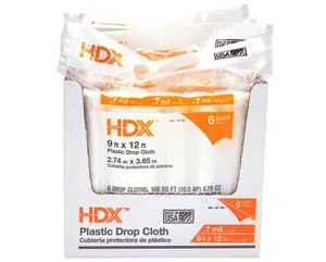 Clear Plastic Drop Cloths (6-Pack) 9 ft. x 12 ft.