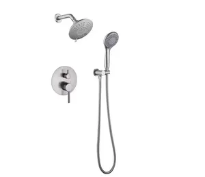 Single-Handle 2-Spray Round High Pressure Shower Faucet in Brushed Nickel (Valve Included)