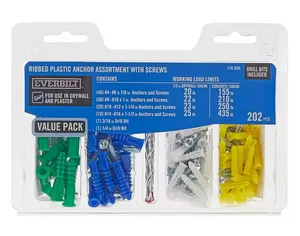 Plastic Ribbed Anchor Pack with Screw