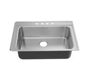 Verse 33 in. Drop-in Single Bowl 18 Gauge Stainless Kitchen Sink with 4 Faucet Holes