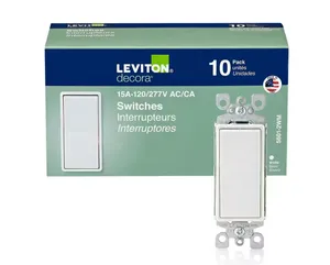 Decora 15 Amp Single Pole Rocker AC Quiet Light Switch, White (10-Pack)
