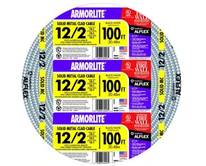 100 ft. 12-Gauge/2-Gauge Solid CU MC (Metal Clad) Armorlite Cable