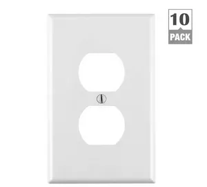 1-Gang White Duplex Outlet/Receptacle Nylon Midway/Midsize Wall Plate (10-Pack) PJ8-WM