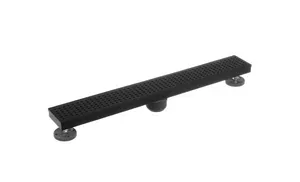 Designline 24 in. Stainless Steel Linear Shower Drain with Square Pattern Drain Cover in Matte Black