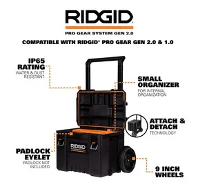 Pro Gear System Gen 2.0 Stackable 25 in All Terrain Rolling Tool Box with 9 in. Wheels