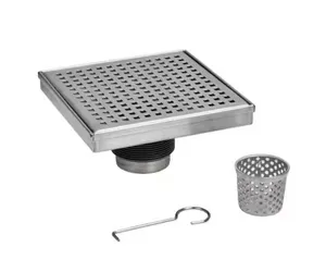 Designline 4 in. x 4 in. Stainless Steel Square Shower Drain with Square Pattern Drain Cover