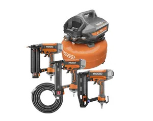 6 Gal. Portable Electric Pancake Air Compressor w/ 18GA Brad Nailer, 16GA Straight Finish Nailer, & 18GA Finish Stapler