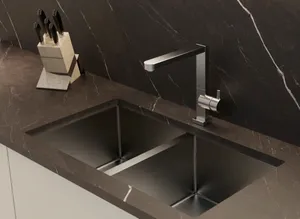 DAX Handmade Nanometre Double Bowl Undermount Kitchen Sink - Black Stainless Steel 304 - (DAX-NB3218-R10)