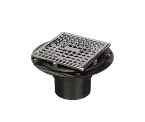 Round Black ABS Shower Drain with 4-3/16 in. Square Screw-In Chrome Drain Cover