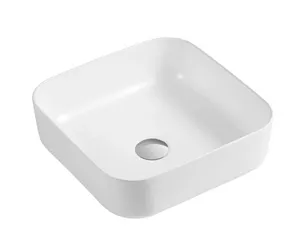 DAX Ceramic Square Bathroom Vessel Basin White Glossy - (15" x 15") (DAX-CL1282-WG)