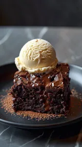 Hot brownie with ice cream