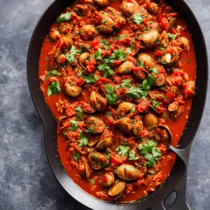 Mejillones con salsa criolla con ron