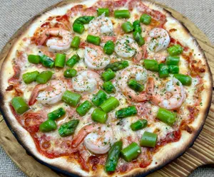 PIZZA ASPARAGI E GAMBERI