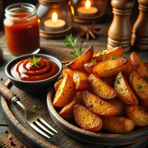 Crispy Sautéed Potatoes with Homemade Jerk BBQ Sauce*