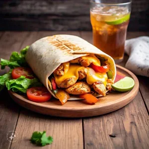 Chicken fajitas with fries