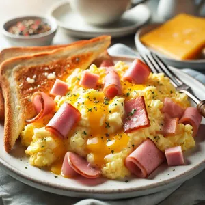 Eggs with ham and chesse
