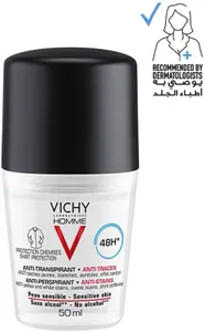 Vichy Homme 48HR Anti-Stain Deodorant Roll-On 50mL