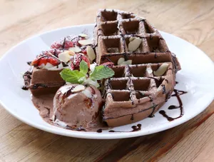 2 Chocolate Waffle With Ice Cream