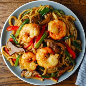 Shanghai Style Lo Mein with Shrimp