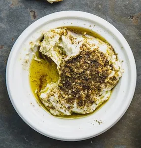 Greek yogurt, olive oil and sumac.