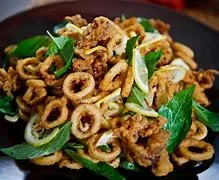 Crispy Squid With Garlic Sauce Dish