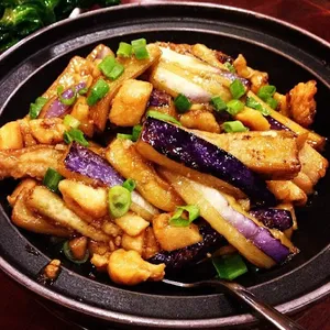 Salted Fish, Chicken And Eggplant In Casserole