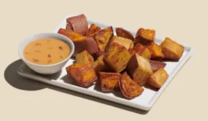 Roasted Sweet Potatoes + Hot Honey Mustard