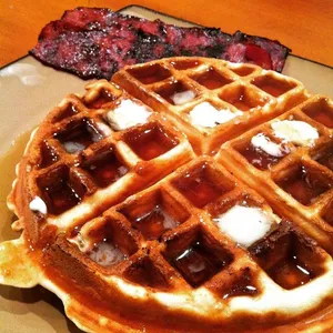 Belgian Waffle With Turkey Bacon