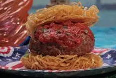 Spaghetti And Meatball Burger