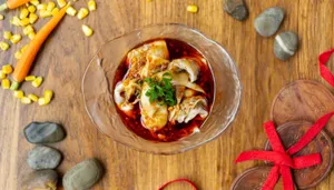 Vegetable Wonton in Chili Oil