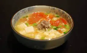 Tomato & Tofu Beef Soup with Pickled Pepper