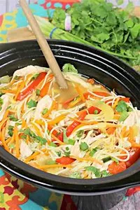 Rice Noodles With Shredded Chicken Soup