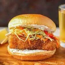 Golden Fried Fish Burger